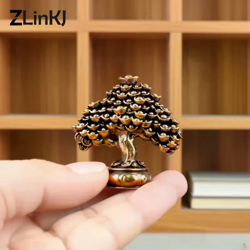 Figurines Feng Shui d'arbre de richesse chinoise en laiton