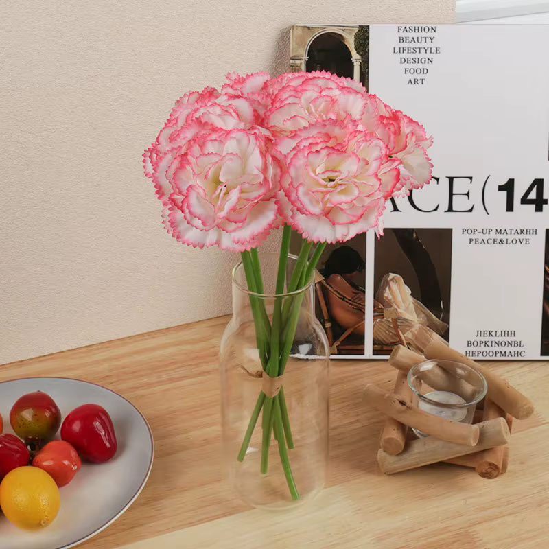 Bouquet d'œillets artificiels en soie