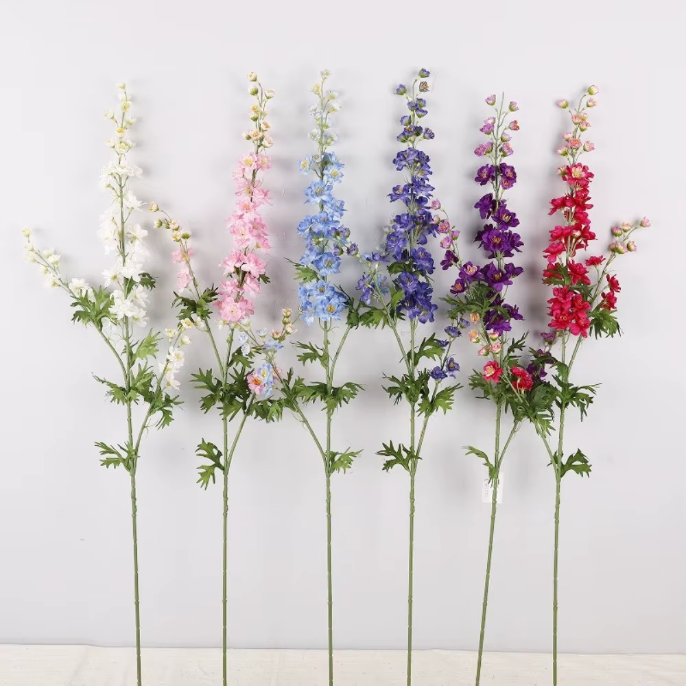 Fleur artificielle de Larkspur à feuilles vertes