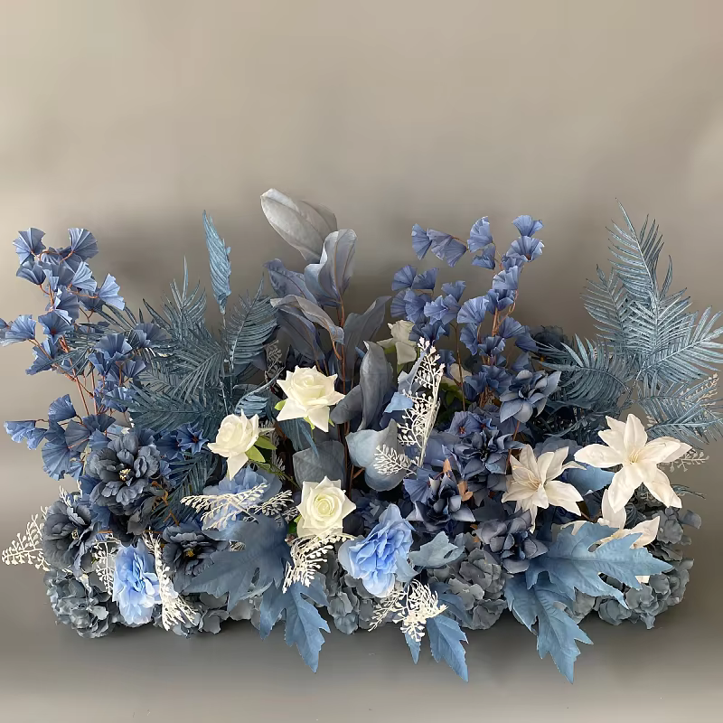 Série Bleue : Plante artificielle de roses et feuilles