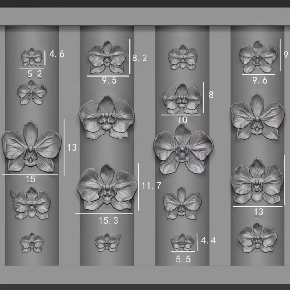 Modèle de sculpture pour nail art en silicone, motif floral, réutilisable, moule 3D Phalaenopsis, design d'orchidée papillon, modèle de sculpture