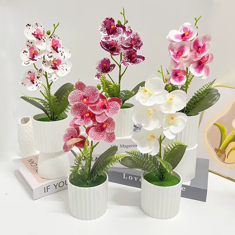 Pot de barre verticale avec 5 orchidées papillon