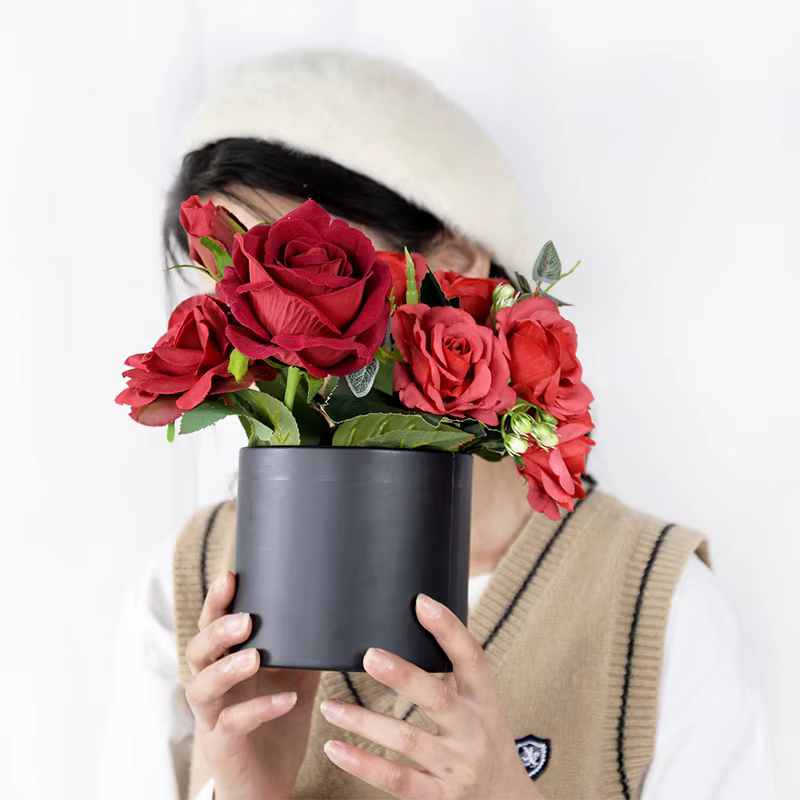 Boîte à fleurs ronde, emballage cadeau