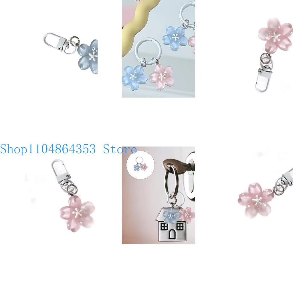 Porte-clés en résine en forme de fleur, accessoire multifonctionnel mignon, adapté aux sacs d'école, pochettes à cosmétiques, cadeau surprise d'anniversaire