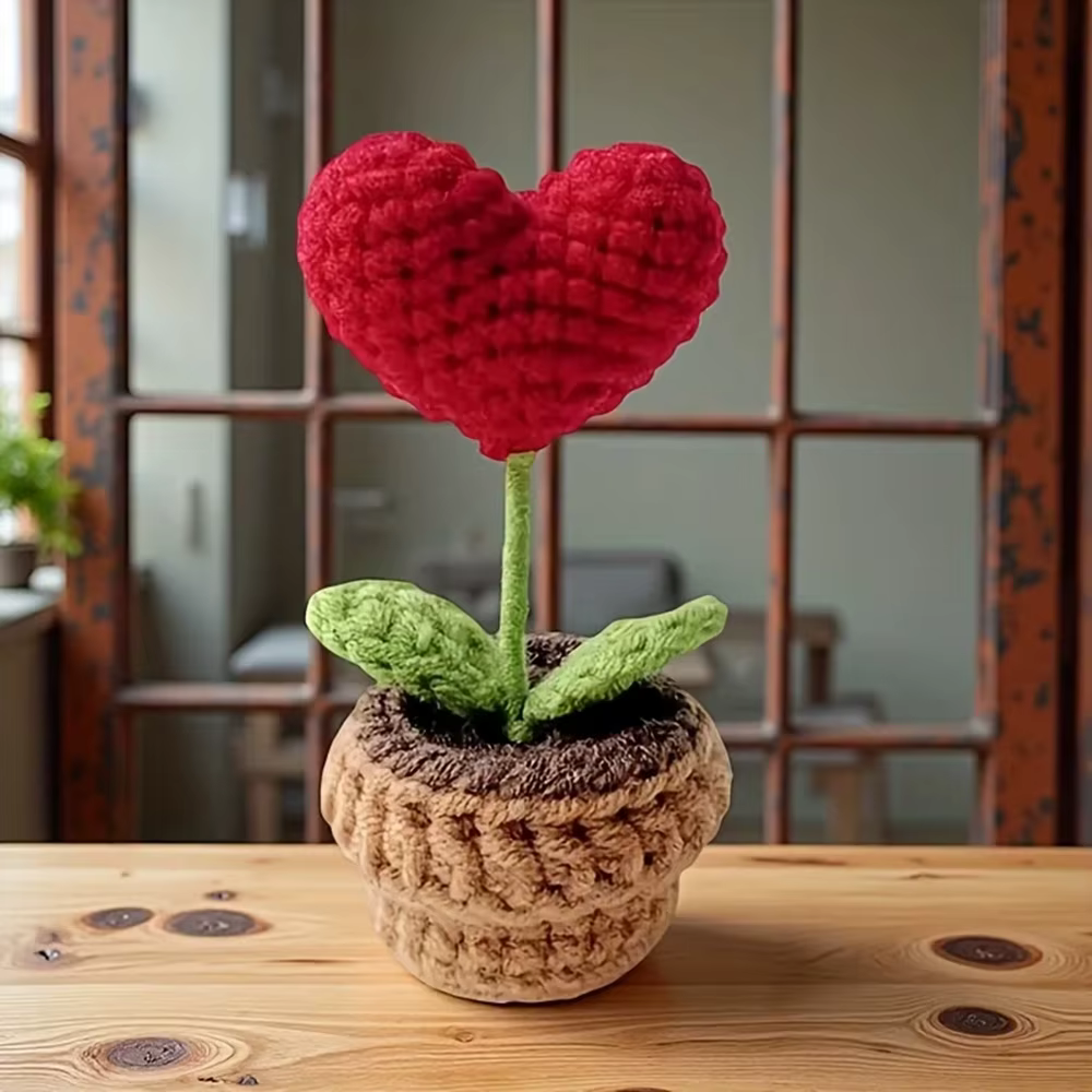 Crochet tissé fini petite plante en pot Simulation fleur