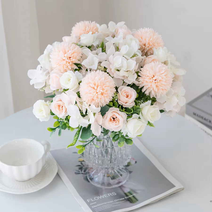 Bouquet de roses artificielles en soie