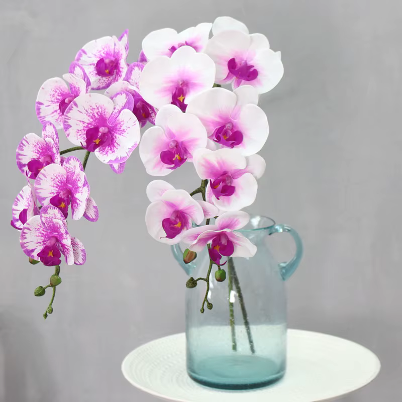 9 têtes d'orchidées Phalaenopsis artificielles en latex PU à toucher réel