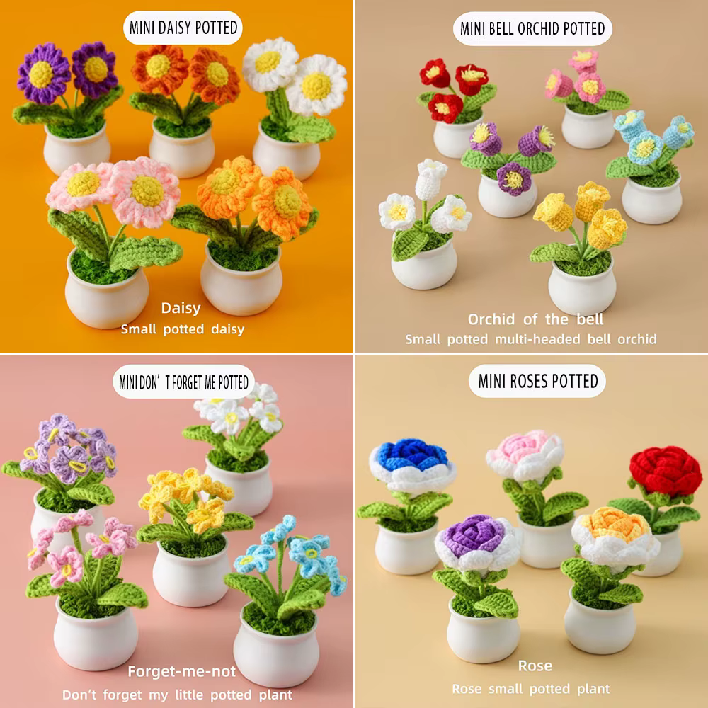Mini-plantes en pot tissées à la main DIY : Rose