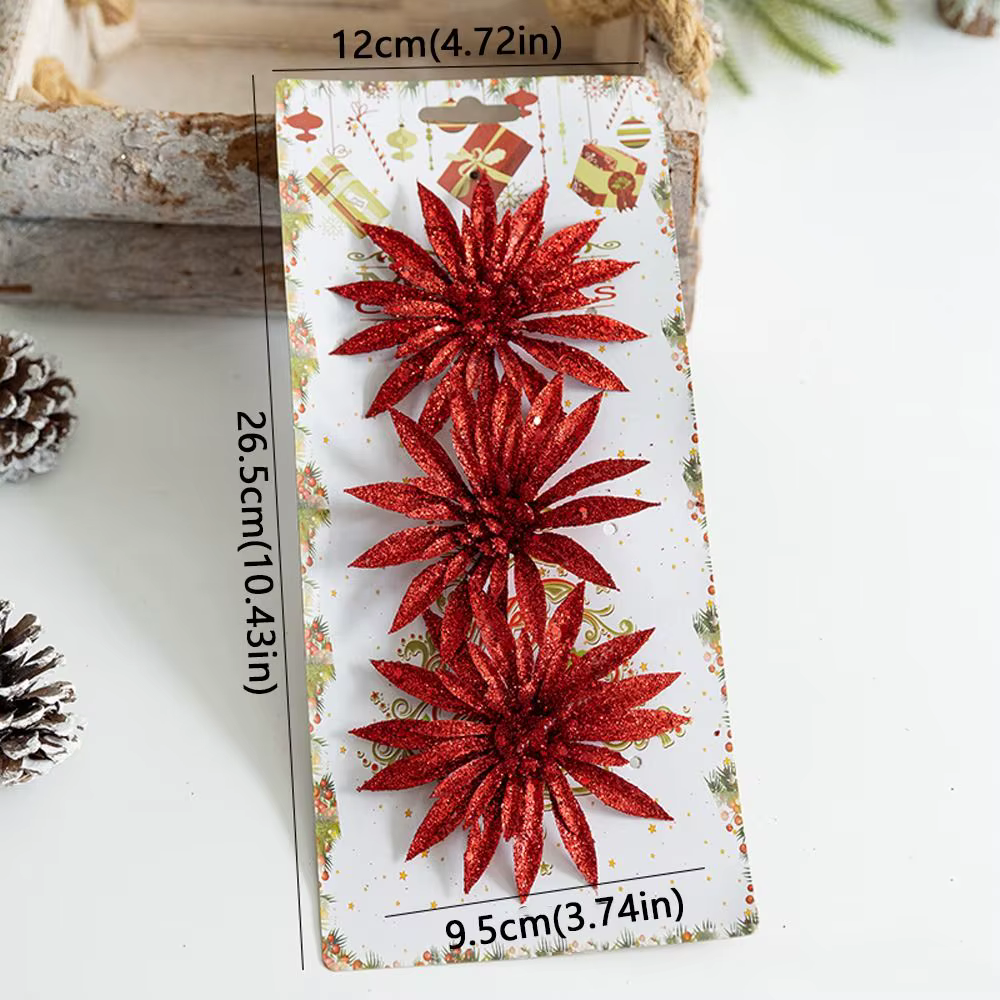 Fleur de noël artificielle à paillettes