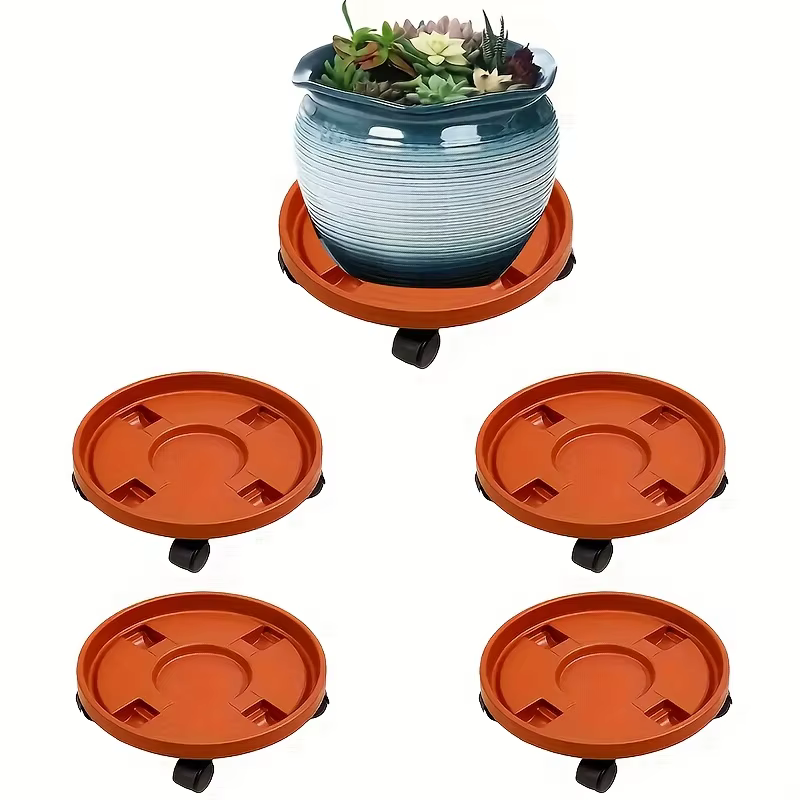 Support de plantes roulant avec plateau en résine amovible