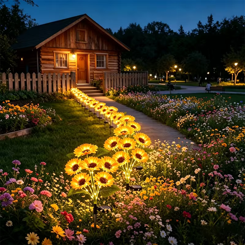 Lampes solaires LED en forme de tournesol