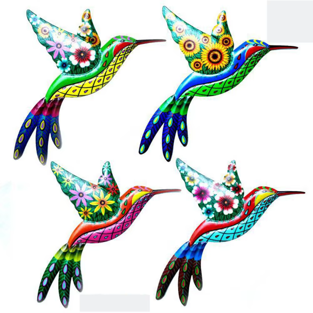 Oeuvre murale d'oiseau de colibri en métal