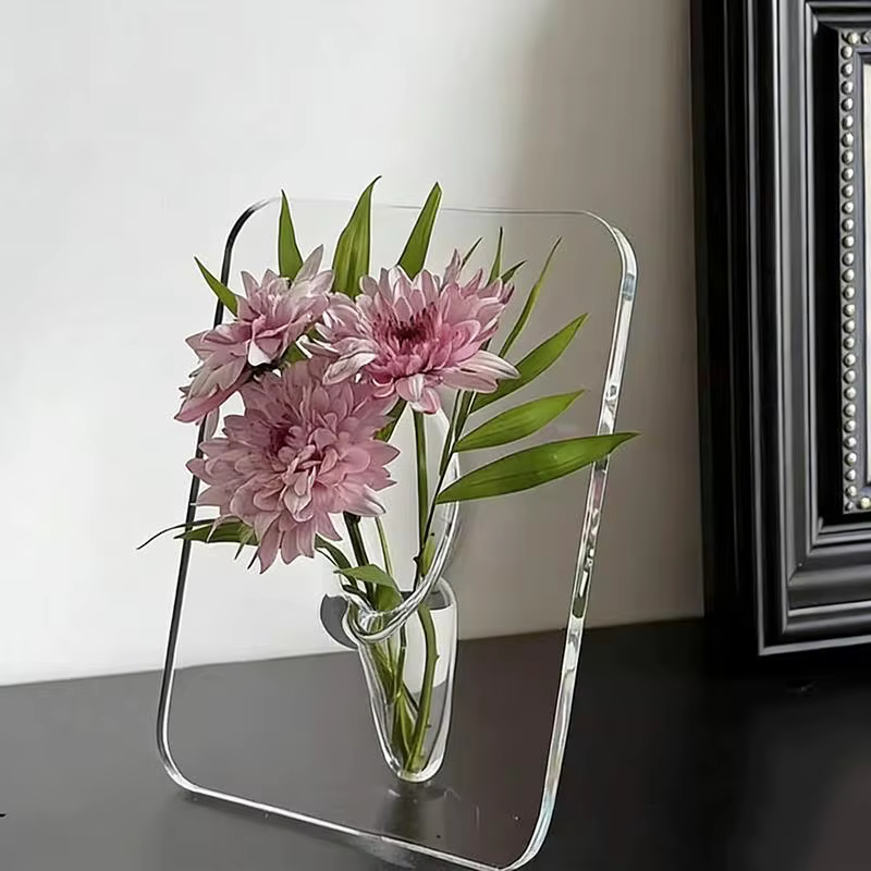 Vase à fleurs en acrylique transparent