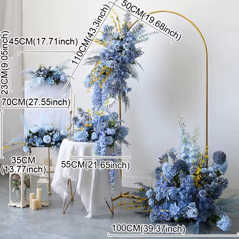 Série Bleue Composition florale artificielle suspendue pour décoration d'arche de mariage