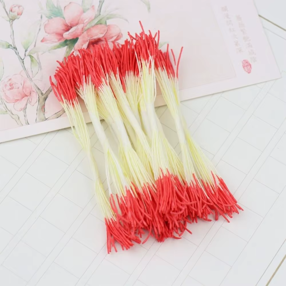 20 Pièces de Pistils Artificiels Goutte d'Eau 1mm, Stamine de Fleur en Plastique pour Simulation, Noyau de Fleur Artisanale 8CM, Accessoires pour Fleurs Artificielles