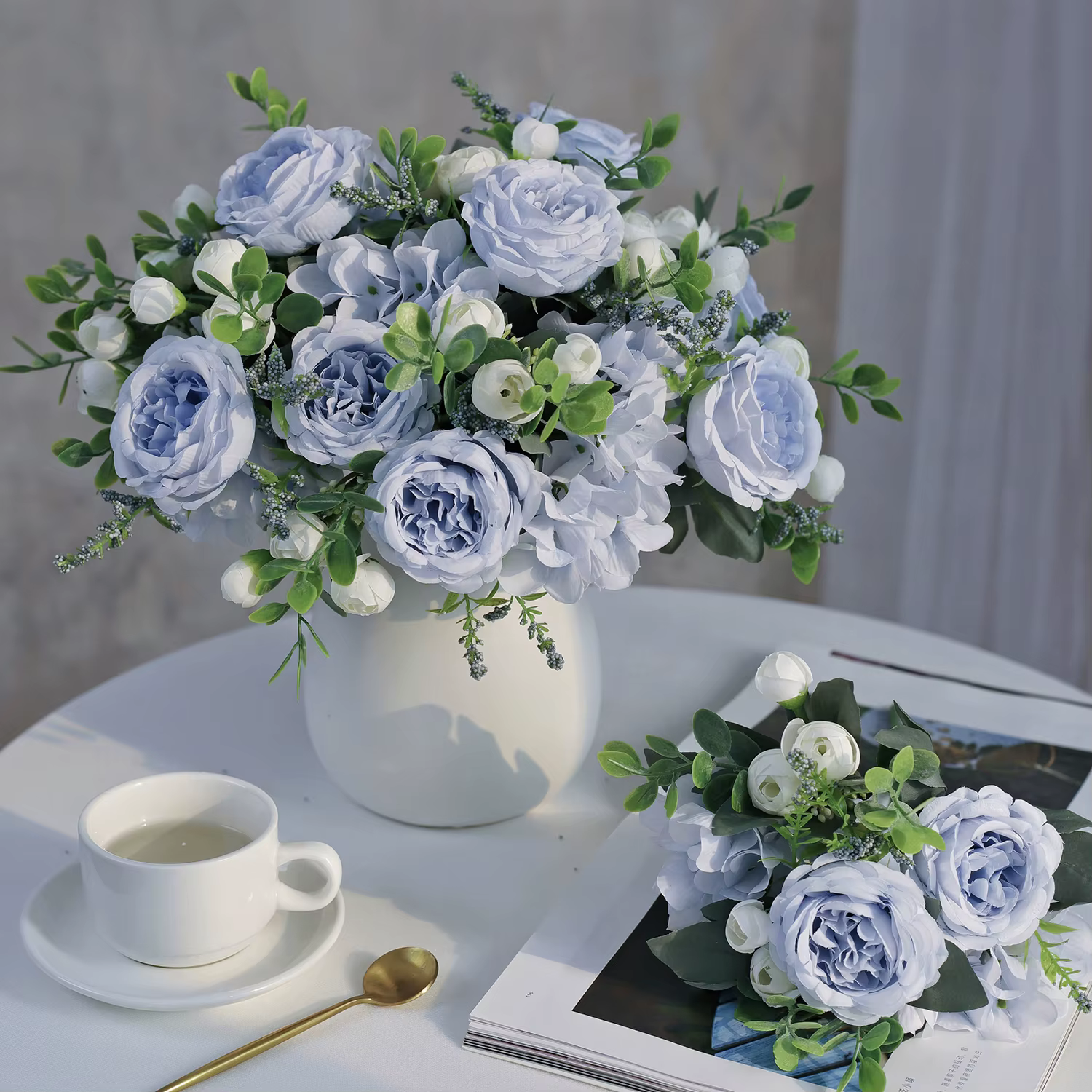 Fleur Artificielle en Soie Pivoine Hortensia Décoration Maison Jardin Extérieur Mariage Couronne de Mariée Accessoires Bouquet Accessoire Très Vendu