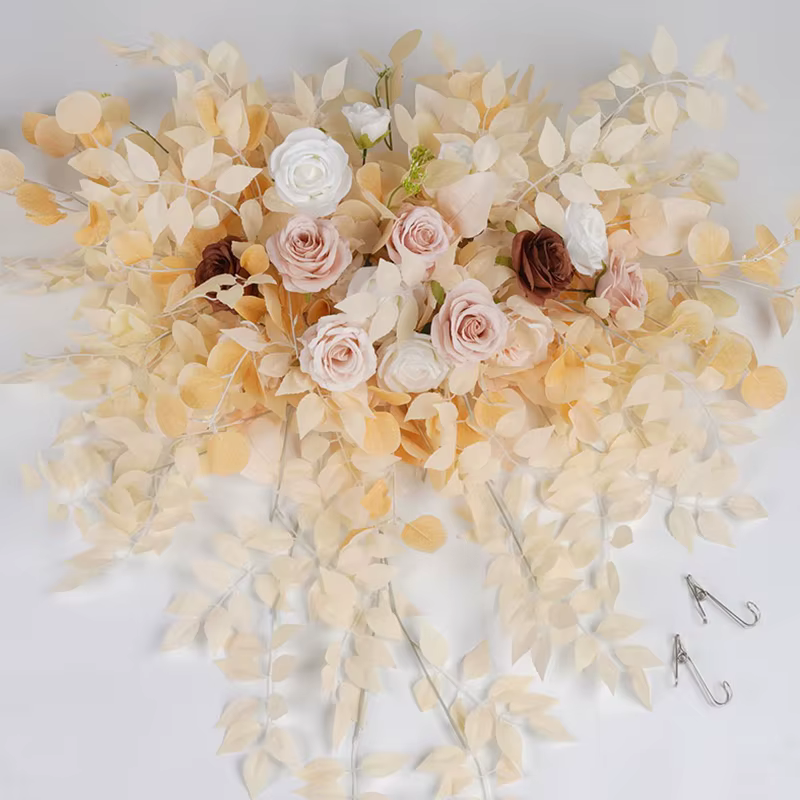 C8638 série Champagne avec Pampas herbe Table fleur église mariage réception Center Arrangement Floral fête événement décor accessoires