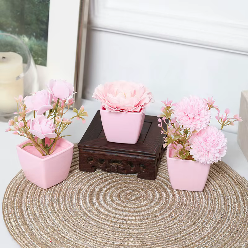 (Un ensemble de 3 pièces) de mini plantes en pot simulées adaptées à la décoration de maisons