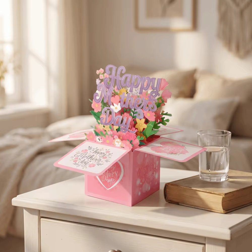 Cartes de Vœux 3D Universelles pour la Fête des Mères : Bouquet Floral Doux