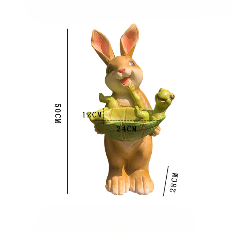 Pot de fleur lapin tenant tortue