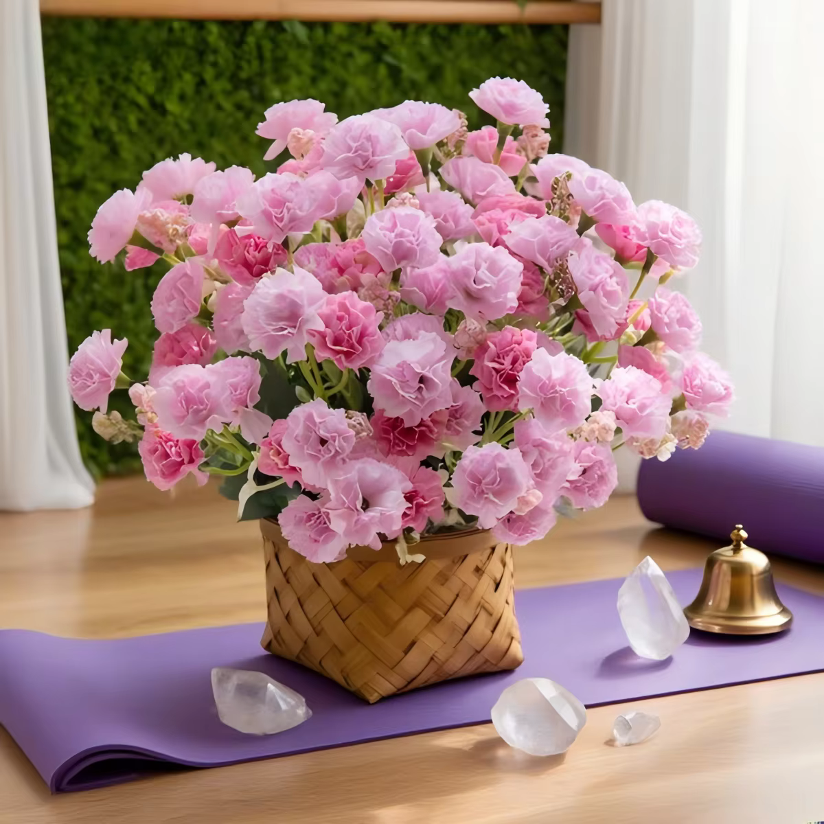 Fleurs Artificielles en Soie : Roses et Œillets pour Décoration de Vase