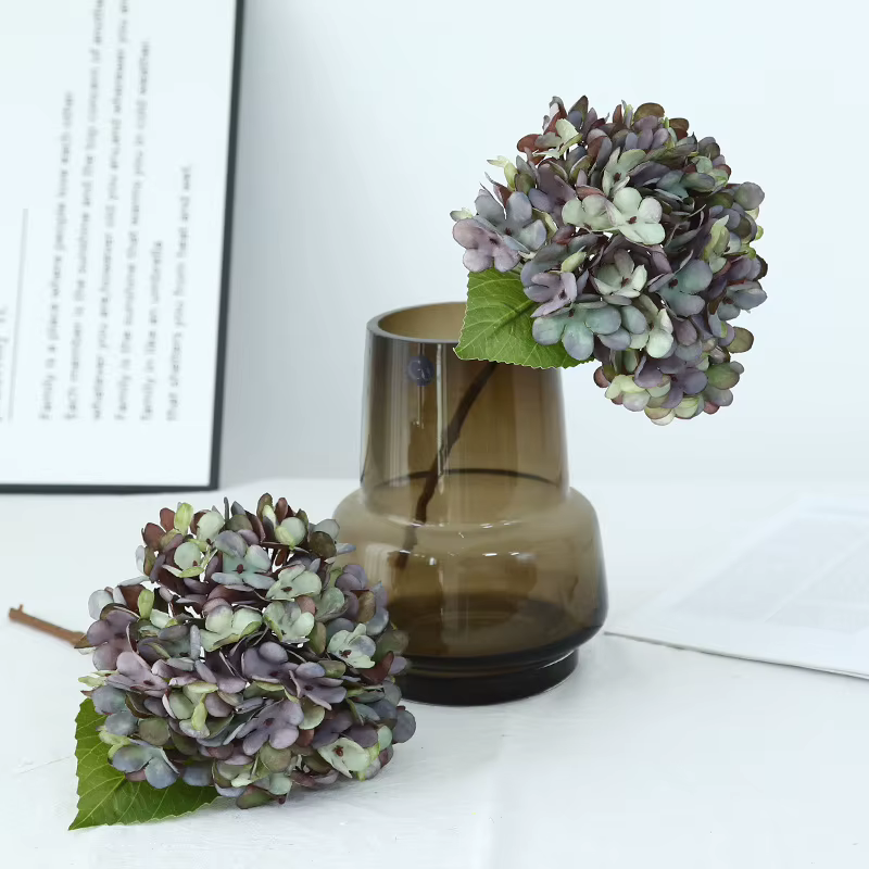 Fleurs artificielles soie peinture à l'huile hortensias européen rétro fausse fleur salon décoration Simulation bleu hortensia