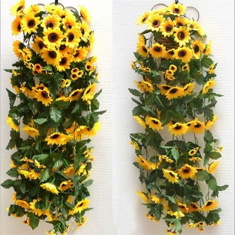 1/2/5 pièces 260cm artificiel jaune tournesol guirlande fleur vigne mariage Floral arc décor soie
