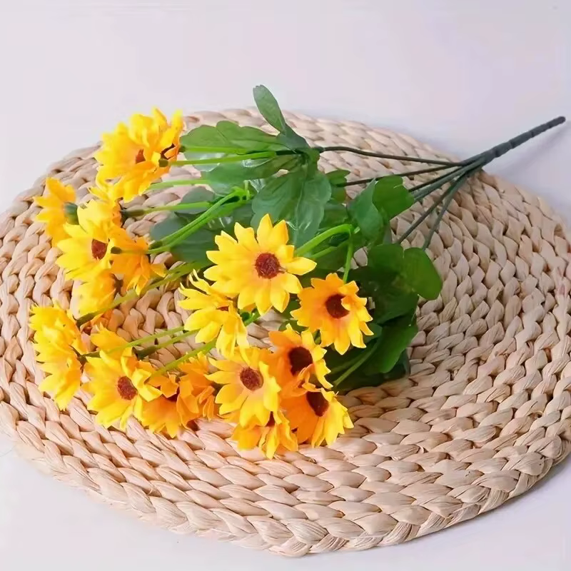 1 lot de 24 fleurs de simulation de tournesol