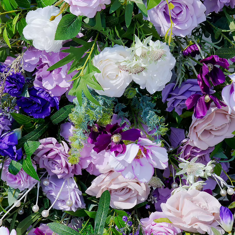 A8728 violet Rose verdure glycine fleur rangée corne arc cadre décor fournitures mariage scène sol Floral Arrangement accessoires