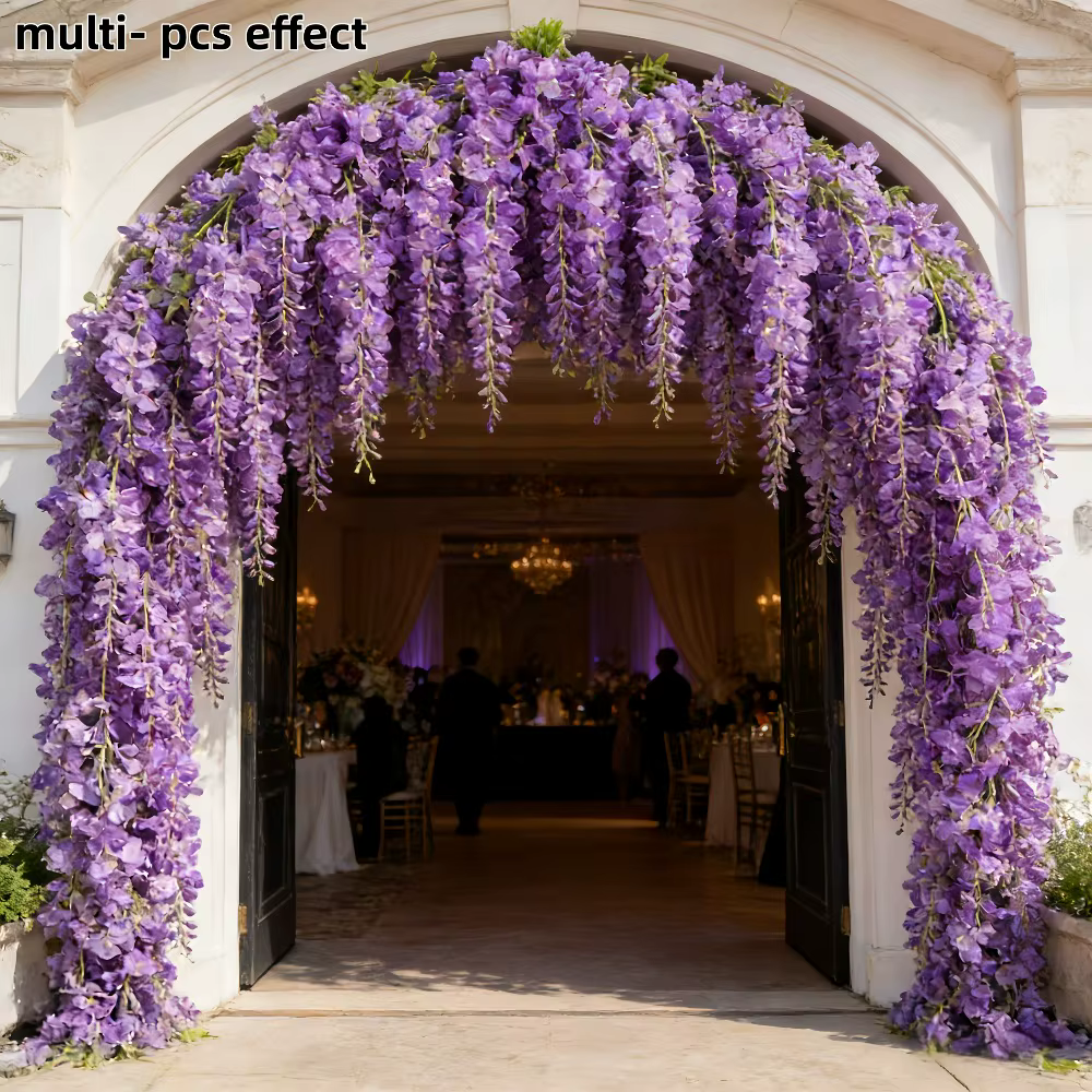 30 pièces de fleurs artificielles de glycine violette élégantes et romantiques pour les arrangements floraux de jardin
