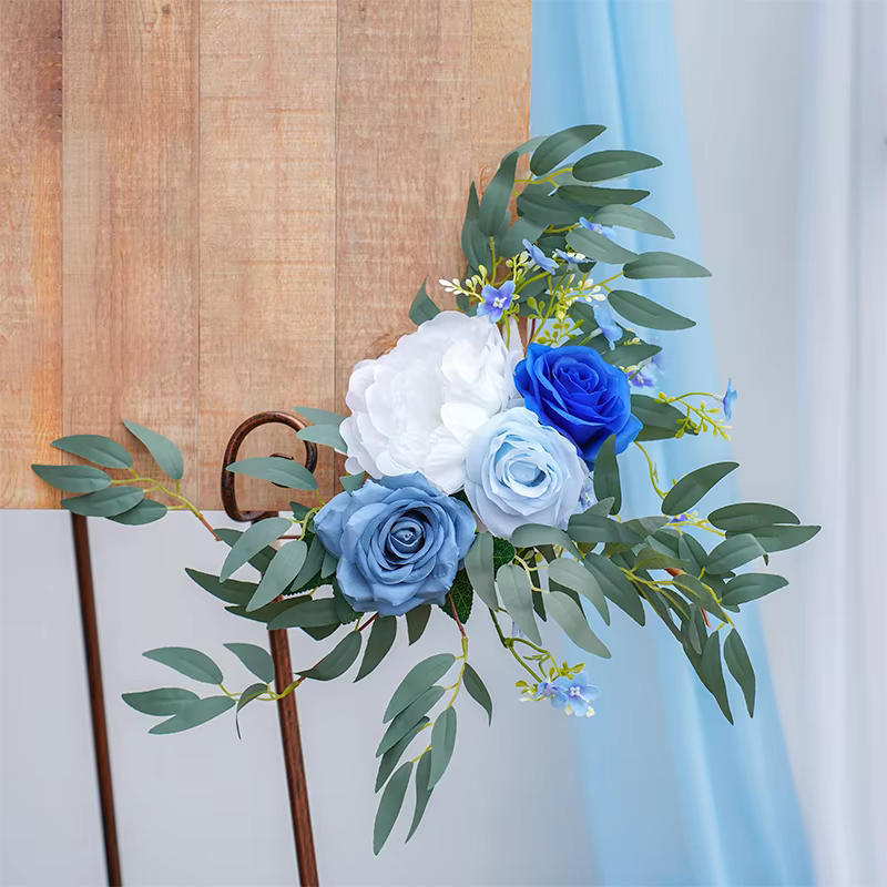 C8634 Haze série bleue fleur avec verdure signe de bienvenue