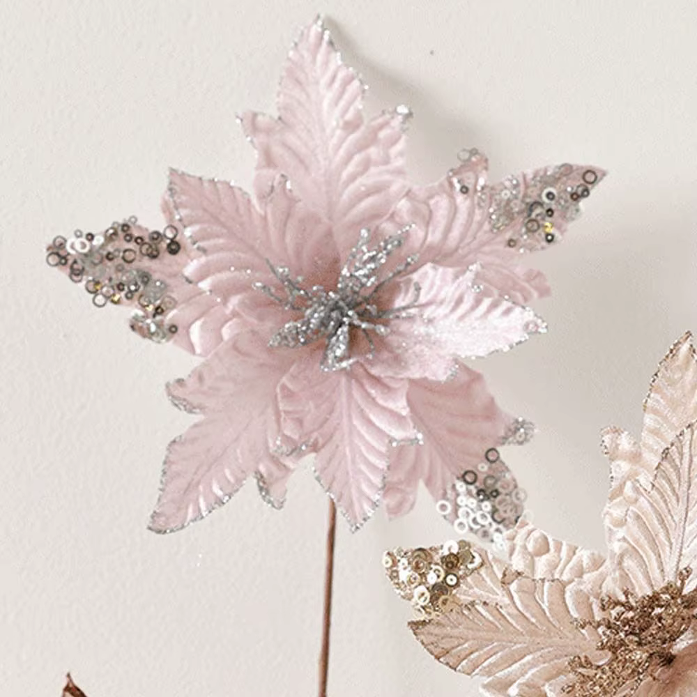 25 cm noël Poinsettia paillettes fleur