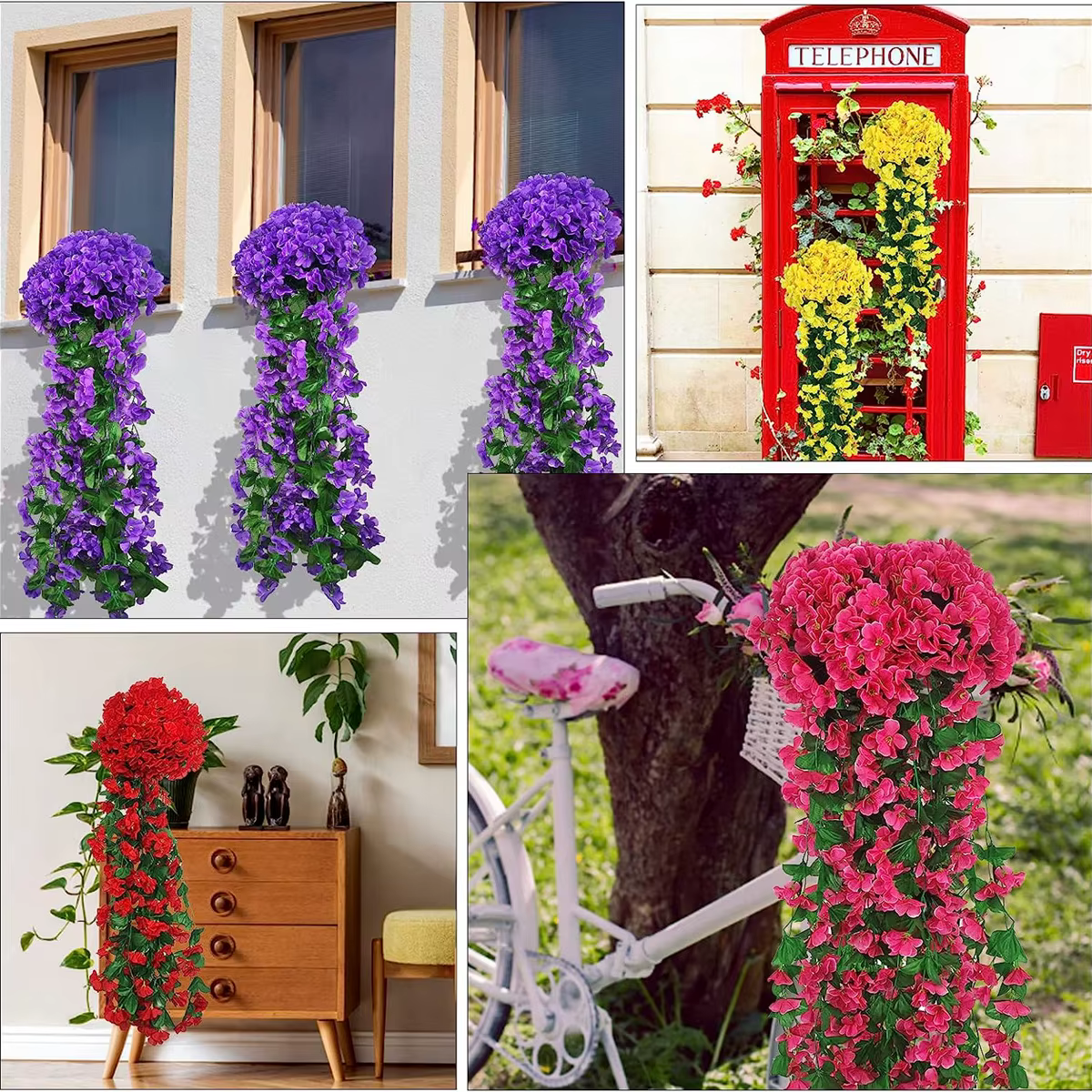 Fleurs suspendues de lierre Violet artificiel