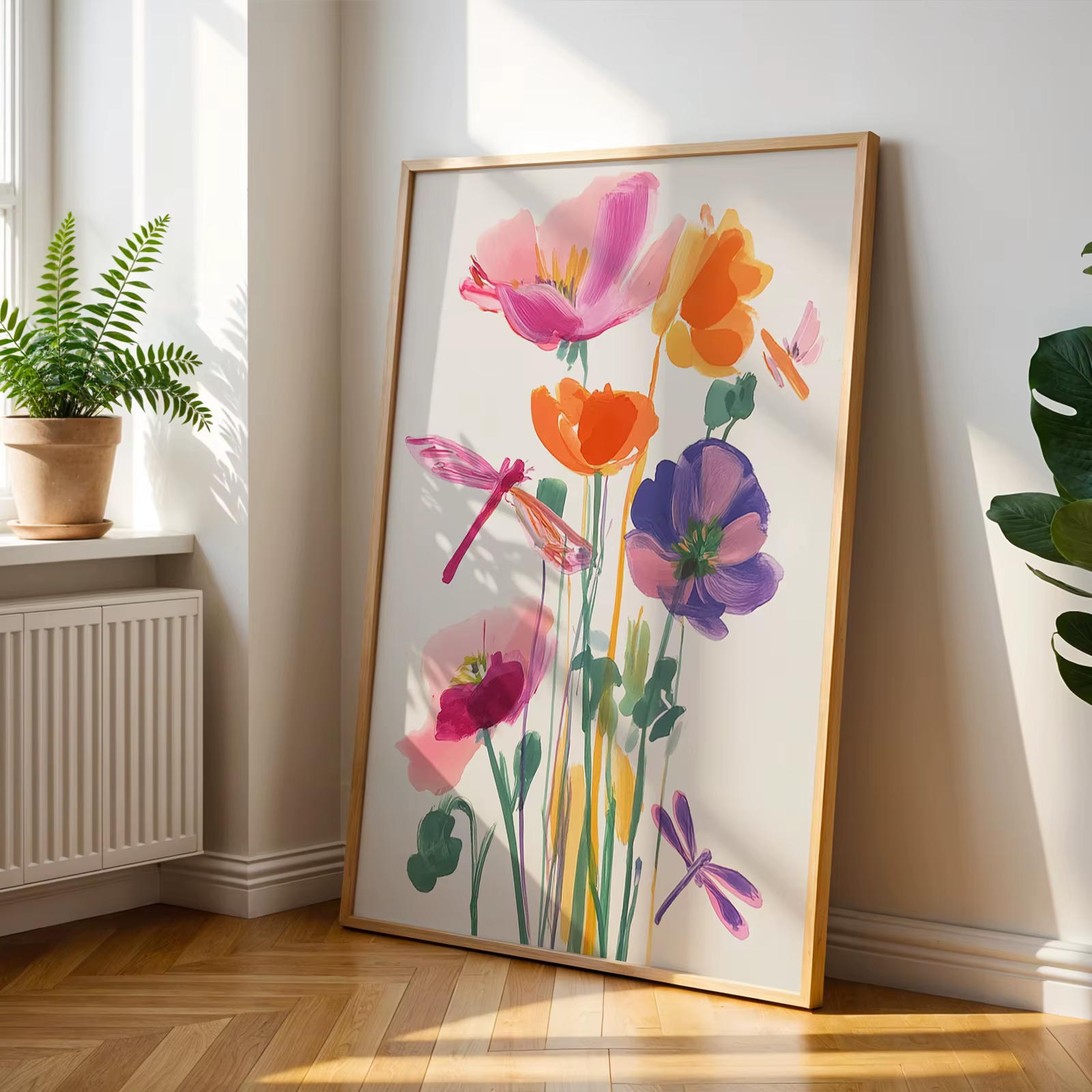Art mural moderne et minimaliste aux motifs de fleurs sauvages