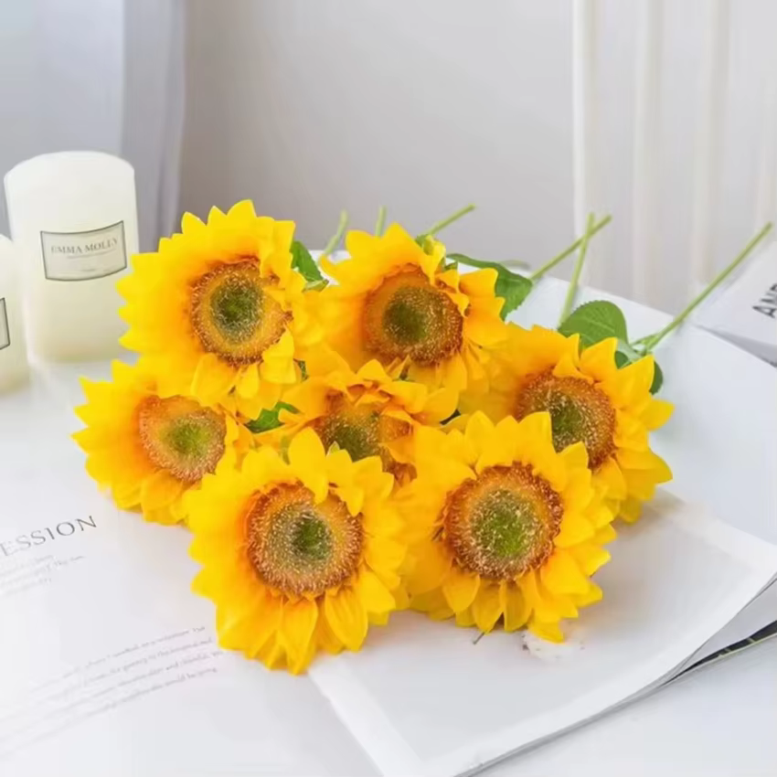 Fleur artificielle Tournesols Maison Jardin Table Décoration Étamine De Mariage Bouque Festival Faux Gerbera Salon Chambre Scène