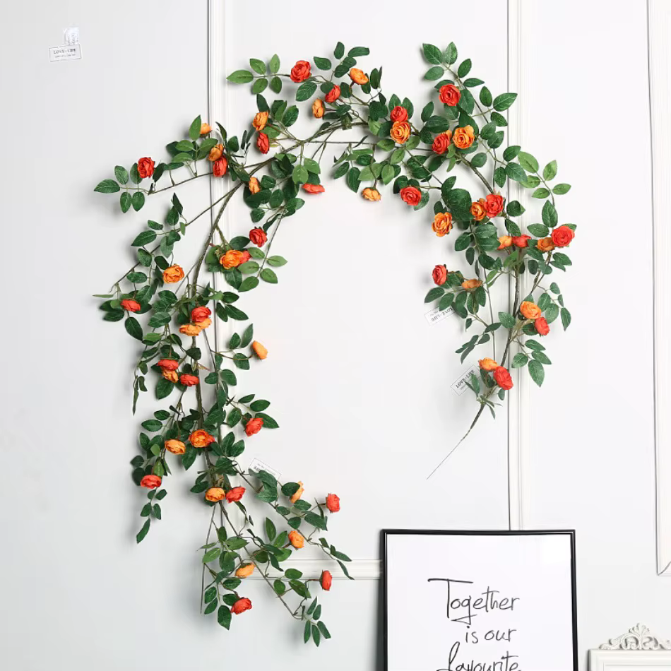 Fleurs artificielles plantes vert Lvy feuilles suspendus fleur Rose vigne mariage maison jardin décoration bricolage