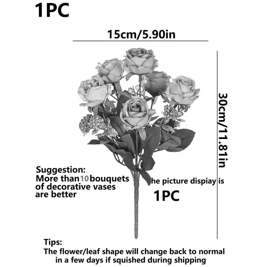 Fleurs artificielles Soie Rose Bouquet pour Festival Jardin Maison Table vase De Mariage