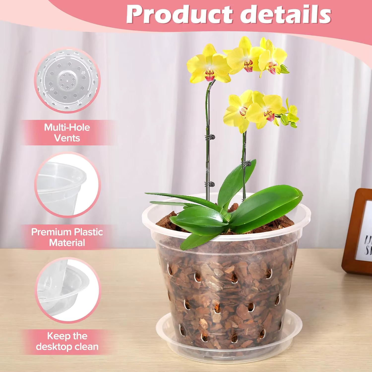 Pot d'orchidée Transparent 4/5/6/7 pouces