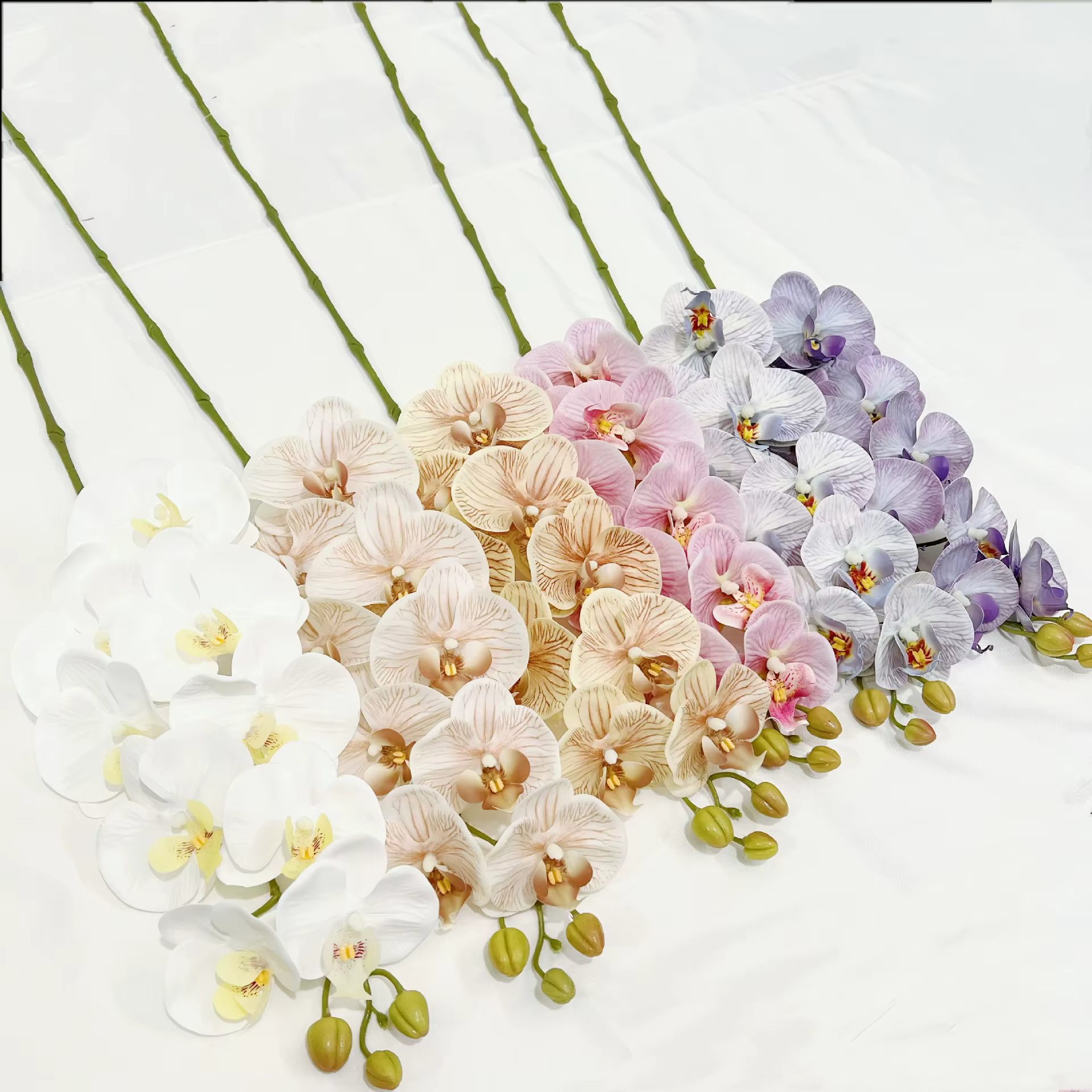 Lot de 2 orchidées papillon artificielles à 9 têtes