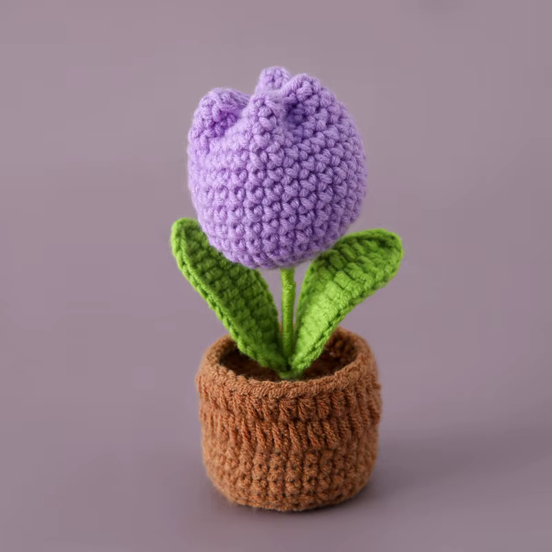 Mini tulipes Crochet fleurs en pot mignon tricot
