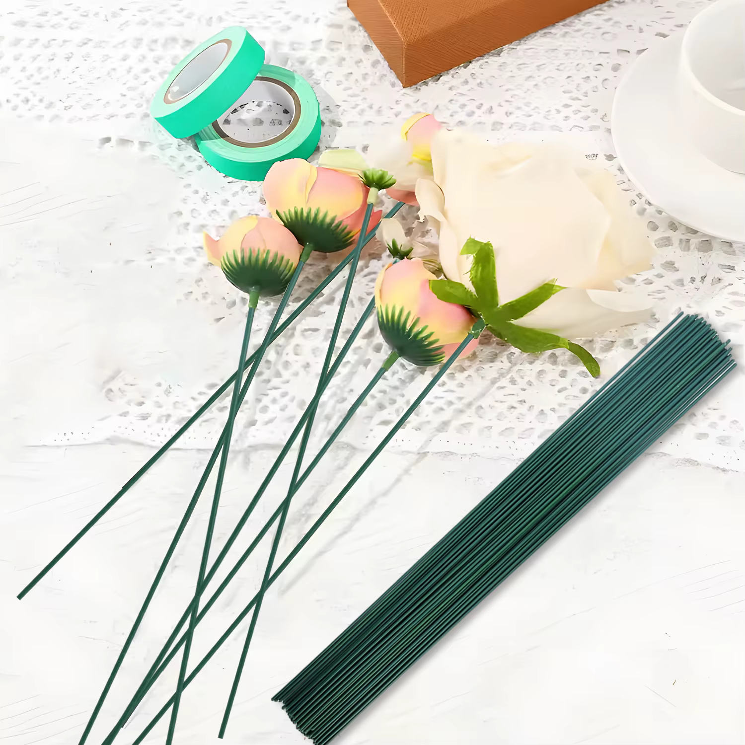 Tige de fleur verte artificielle