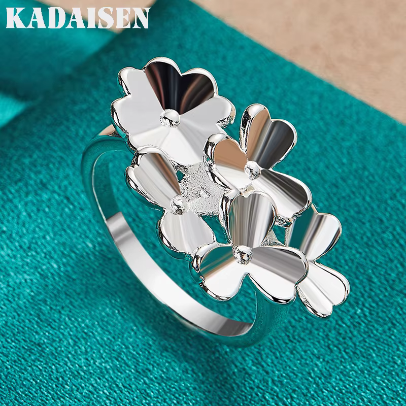 Argent sterling 925, cinq fleurs, 7-10 #   Bague pour femmes, bijoux de charme pour mariage, fiançailles, fête, à la mode