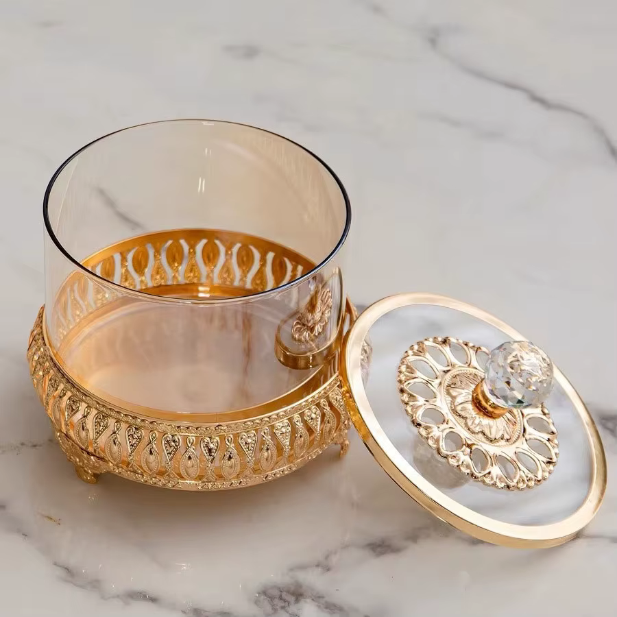 1PCS Pot à bonbons en verre de luxe européen
