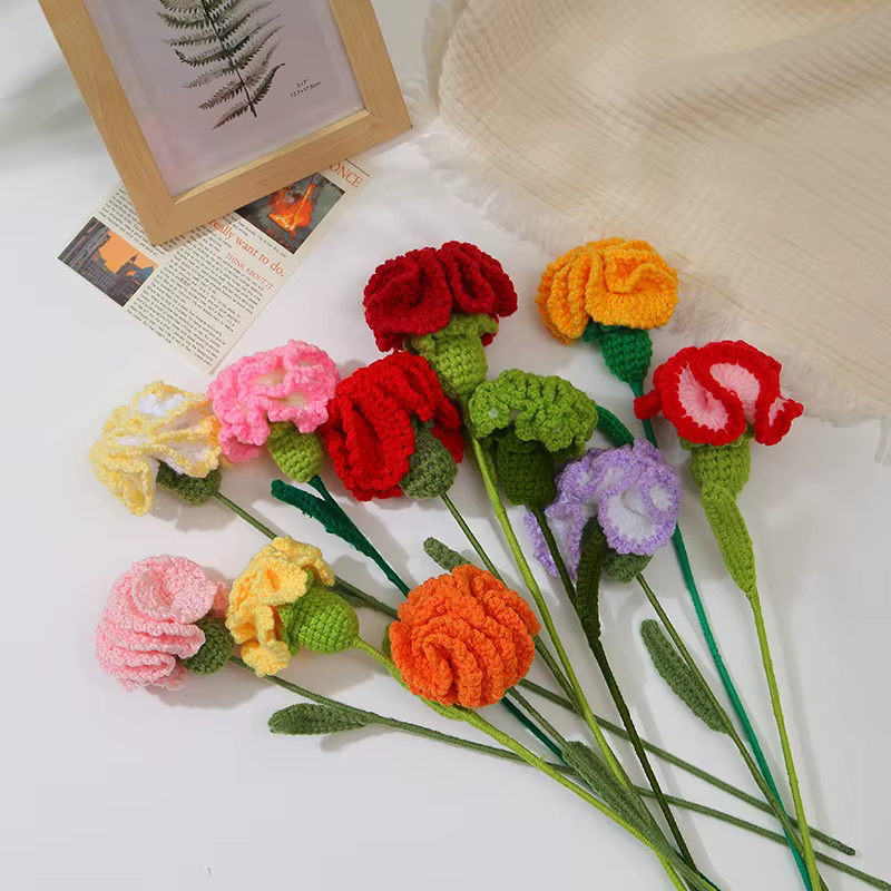 Bouquet de fleurs artificielles en crochet