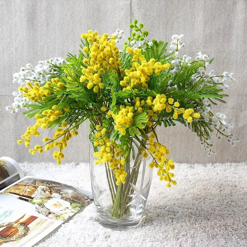 Fausses fleurs Mimosa d'acacia artificielles de 14.96 pouces