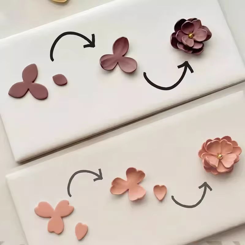 Différents Types exquis Unique pétales de fleurs argile moules bricolage fleur trèfle boucles d'oreilles bijoux