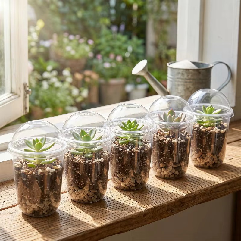 Pot de culture transparent avec couvercle