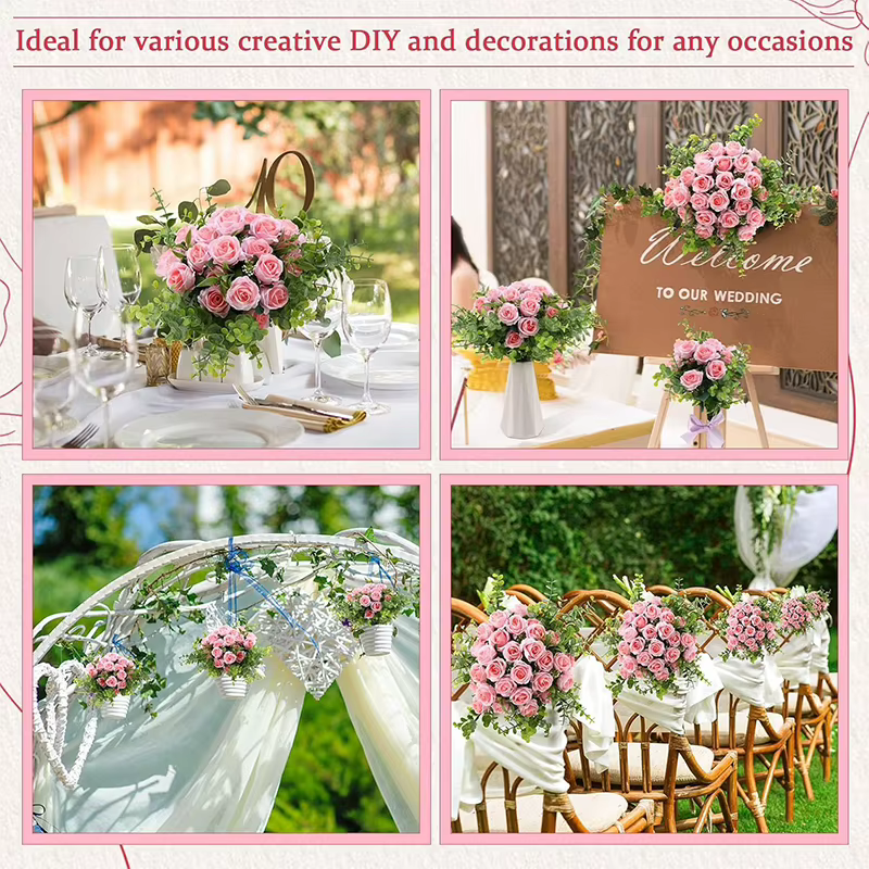 Bouquet de roses artificielles en soie