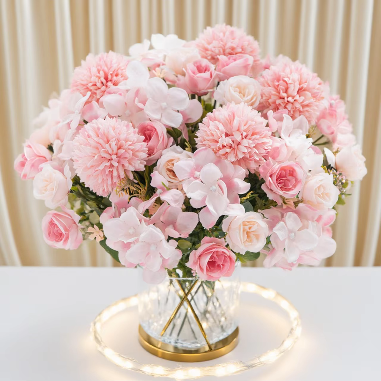 Fleurs artificielles Rose chrysanthème soie Bouquet saint valentin mariage extérieur cour jardin arc décor maison chambre guirlande accessoires