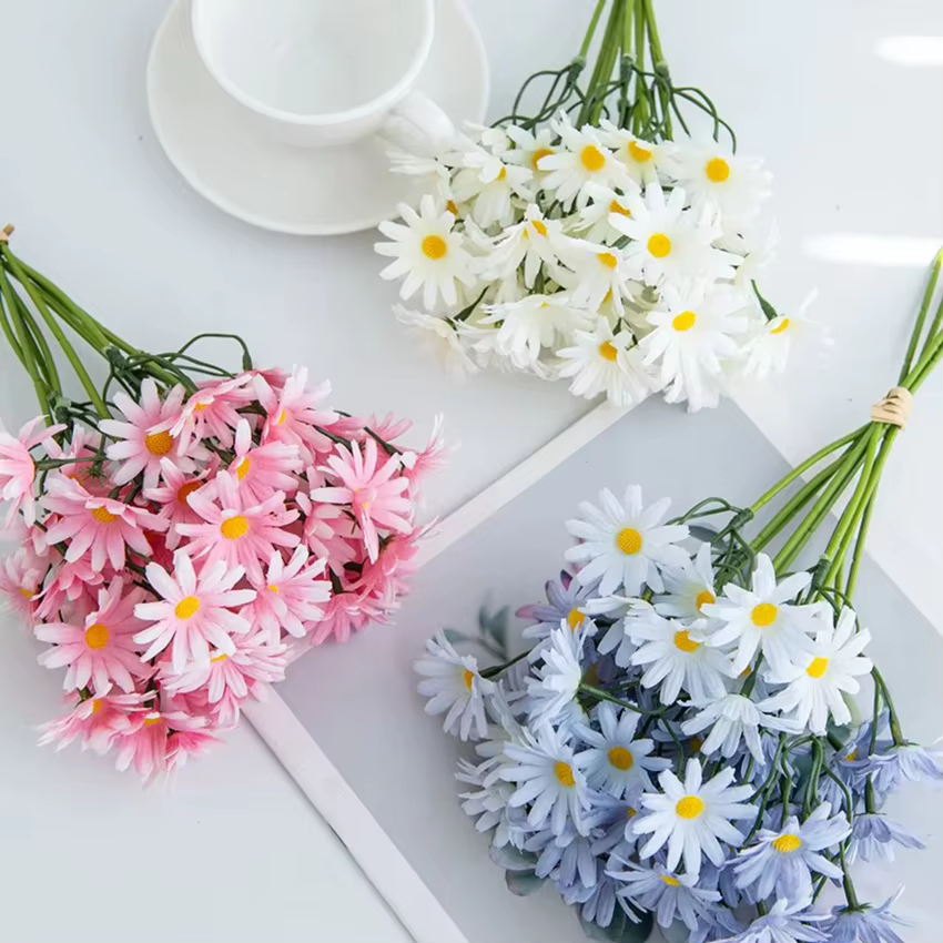 Fleurs artificielles en soie chrysanthème bulbeux bulle herbe cour couronnes de mariage mariée bouque maison bricolage vente chaude décoration
